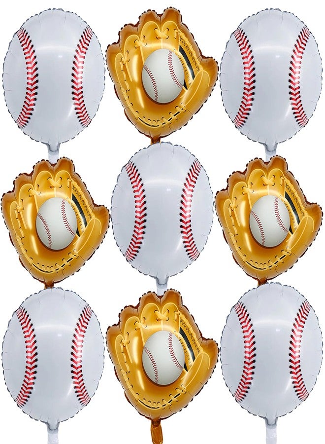 HEPAPATE Baseball Party Balloons,Baseball Foil Mylar Glove Jumbo Balloons for Baby Shower Party Decorations,Baseball Themed Sports Party Decor Supplies for Boys Girls Birthdays Party 9cs set - Image 2